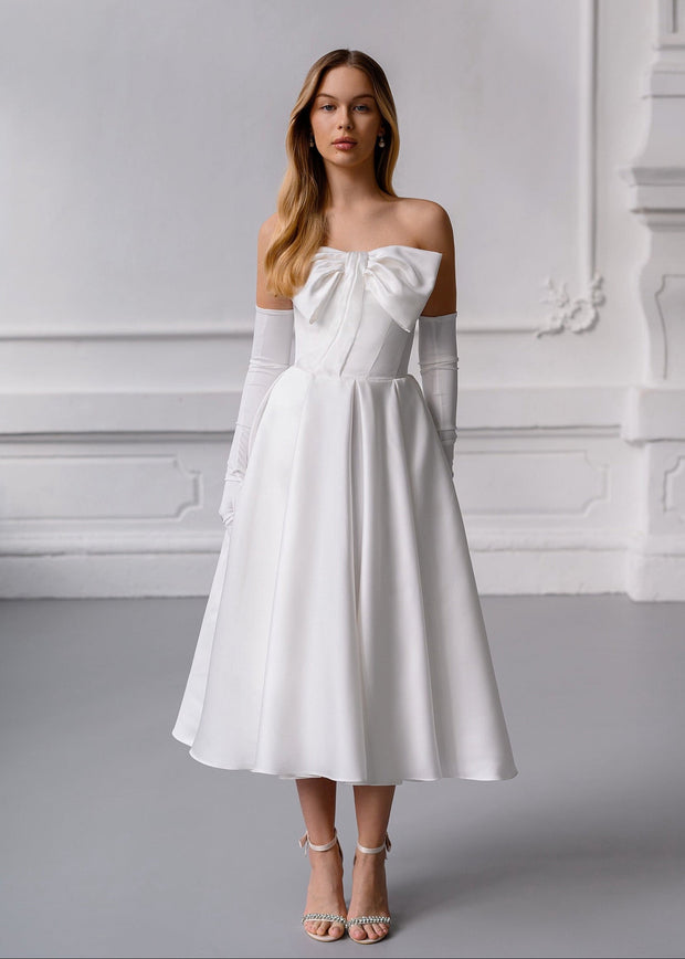 CAROLINE Satin Bow Dress