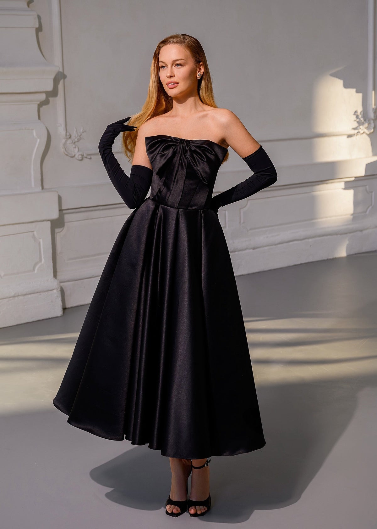 CAROLINE Satin Bow Dress